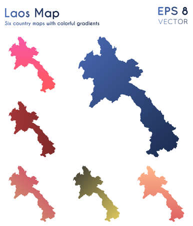 Map of Laos with beautiful gradients. Alive set of Laos maps. Favorable vector illustration.のイラスト素材