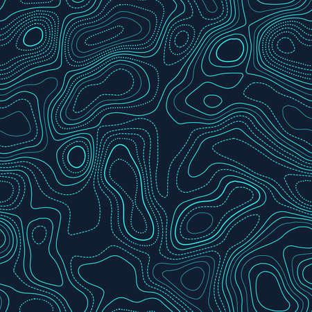 Terrain topography. Actual topography map. Futuristic seamless design, fetching tileable isolines pattern. Vector illustration.のイラスト素材