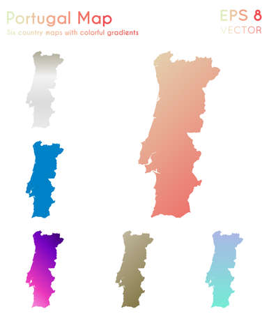 Map of Portugal with beautiful gradients. Alluring set of Portugal maps. Noteworthy vector illustration.のイラスト素材