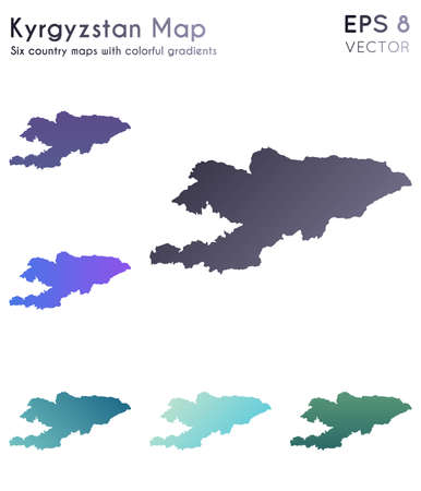 Map of Kyrgyzstan with beautiful gradients. Alive set of Kyrgyzstan maps. Emotional vector illustration.のイラスト素材