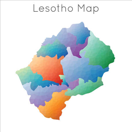 Low Poly map of Lesotho. Lesotho geometric polygonal, mosaic style map.のイラスト素材