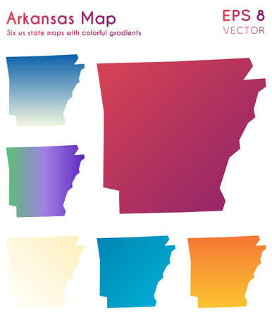 Map of Arkansas with beautiful gradients. Awesome set of Arkansas maps. Quaint vector illustration.のイラスト素材