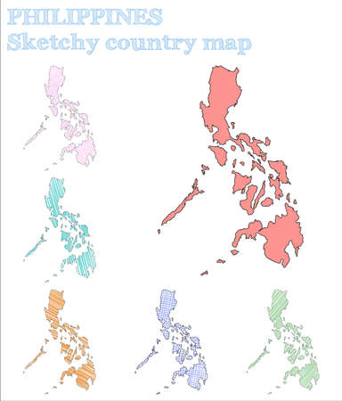Philippines sketchy country. Wondrous hand drawn country. Worthy childish style Philippines vector illustration.のイラスト素材