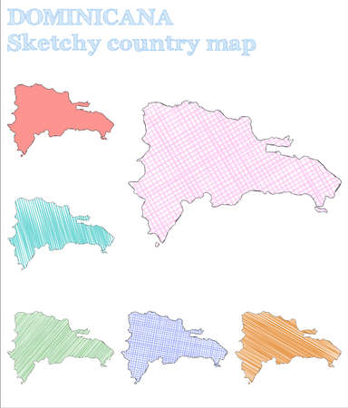 Dominicana sketchy country. Exceptional hand drawn country. Exotic childish style Dominicana vector illustration.のイラスト素材