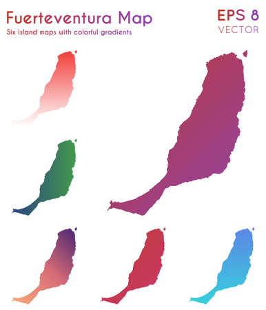 Map of Fuerteventura with beautiful gradients. Appealing set of Fuerteventura maps. Noteworthy vector illustration.のイラスト素材