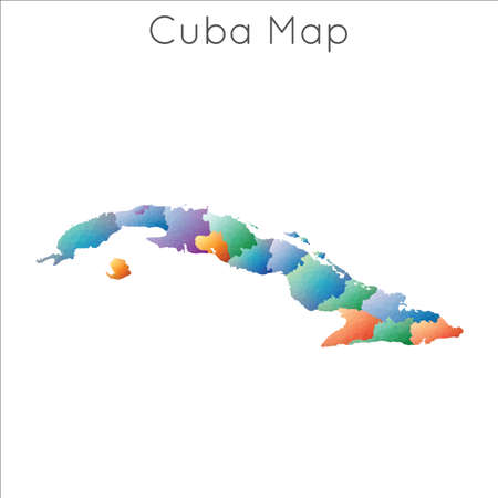 Low Poly map of Cuba. Cuba geometric polygonal, mosaic style map.のイラスト素材