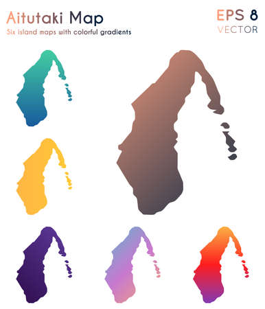 Map of Aitutaki with beautiful gradients. Amusing set of Aitutaki maps. Favorable vector illustration.のイラスト素材