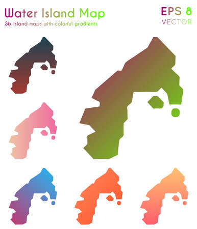 Map of Water Island with beautiful gradients. Awesome set of Water Island maps. Modern vector illustration.のイラスト素材