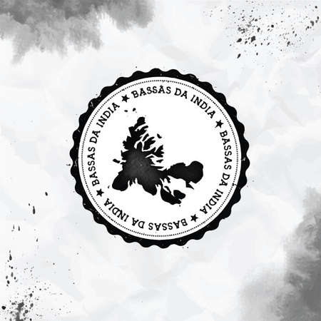 French Southern Territories watercolor round rubber stamp with country map. Black French Southern Territories passport stamp with circular text and stars, vector illustration.のイラスト素材