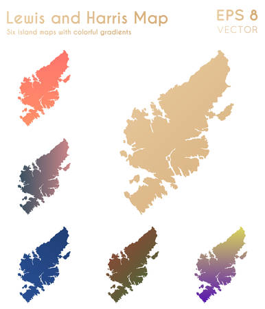 Map of Lewis and Harris with beautiful gradients. Astonishing set of Lewis and Harris maps. Fine vector illustration.のイラスト素材