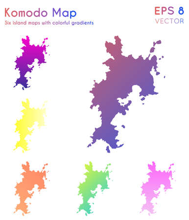Map of Komodo with beautiful gradients. Artistic set of Komodo maps. Terrific vector illustration.のイラスト素材