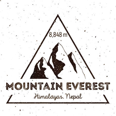 Mountain Everest outdoor adventure insignia. Climbing, trekking, hiking, mountaineering and other extreme activities  template. Artistic watercolor vector illustration.のイラスト素材