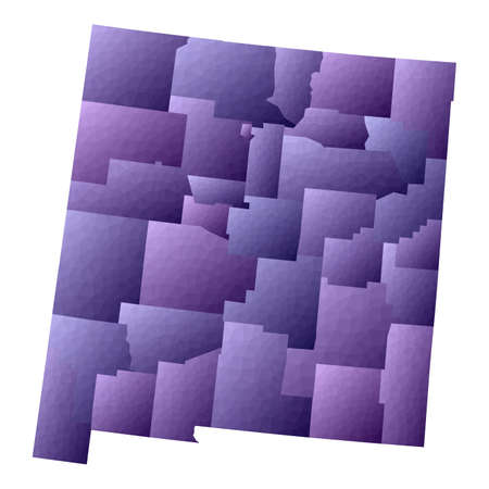 New Mexico map. Geometric style us state outline with counties. Delicate violet vector illustration.のイラスト素材