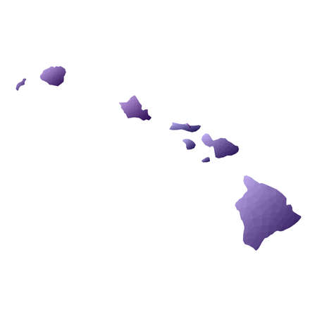 Hawaii map. Geometric style us state outline with counties. Attractive violet vector illustration.のイラスト素材