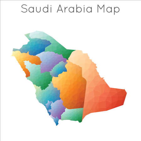 Low Poly map of Saudi Arabia. Saudi Arabia geometric polygonal, mosaic style map.のイラスト素材
