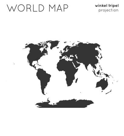 World map. Globe in winkel tripel projection, plain style. Modern vector illustration.のイラスト素材