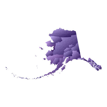 Alaska map. Geometric style us state outline with counties. Actual violet vector illustration.のイラスト素材