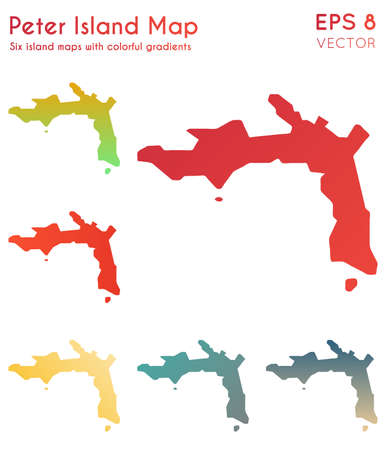 Map of Peter Island with beautiful gradients. Attractive set of Peter Island maps. Tempting vector illustration.のイラスト素材