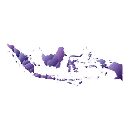 Indonesia map. Geometric style country outline. Positive violet vector illustration.のイラスト素材