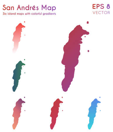 Map of San Andres with beautiful gradients. Authentic set of San Andres maps. Indelible vector illustration.のイラスト素材