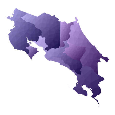 Costa Rica map. Geometric style country outline. Fabulous violet vector illustration.のイラスト素材