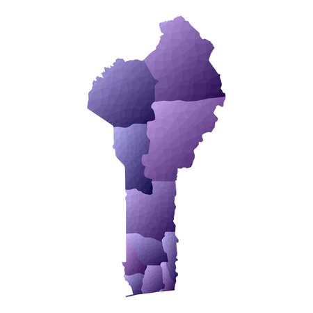 Benin map. Geometric style country outline. Breathtaking violet vector illustration.のイラスト素材