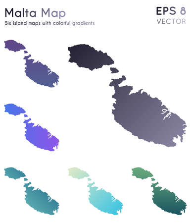 Map of Malta with beautiful gradients. Astonishing set of Malta maps. Unique vector illustration.のイラスト素材