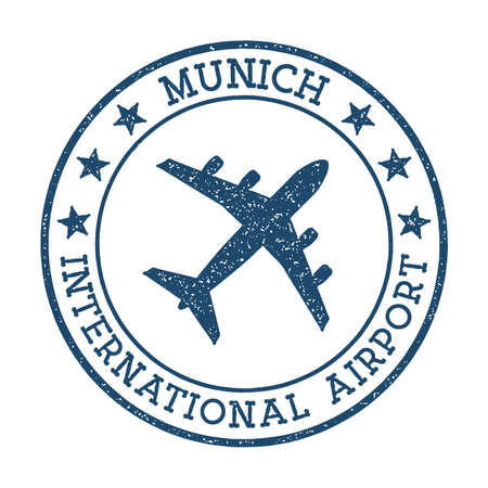 Munich International Airport logo. Airport stamp vector illustration. Munich aerodrome.のイラスト素材