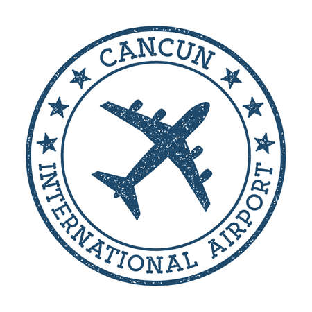 Cancun International Airport logo. Airport stamp vector illustration. Cancun aerodrome.のイラスト素材