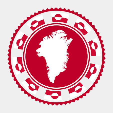 Greenland flat stamp.   map and flag of Greenland. Vector illustration.のイラスト素材