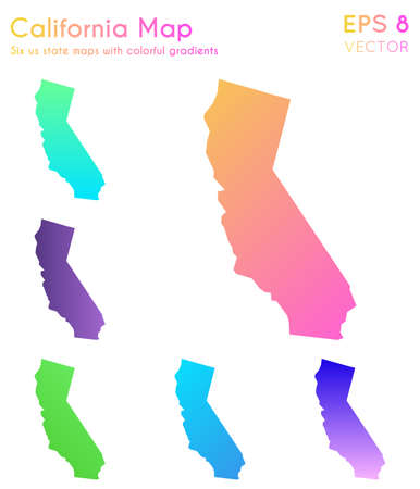 Map of California with beautiful gradients. Awesome set of California maps. Tempting vector illustration.のイラスト素材