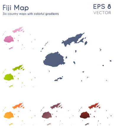 Map of Fiji with beautiful gradients. Adorable set of Fiji maps. Astonishing vector illustration.のイラスト素材