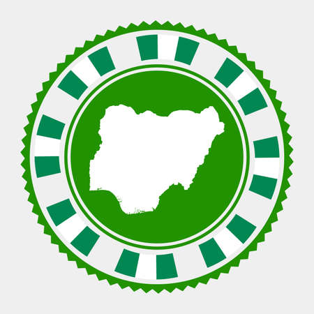 Nigeria flat stamp.   map and flag of Nigeria. Vector illustration.のイラスト素材