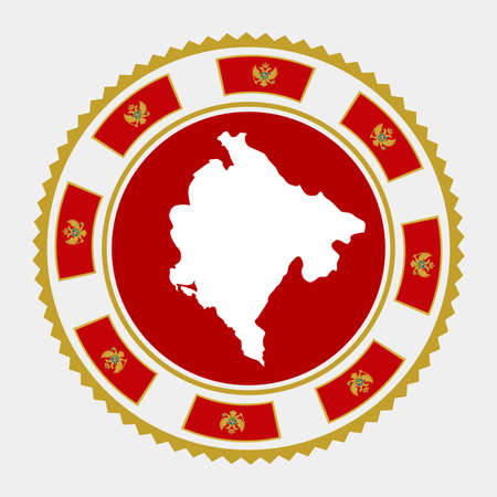 Montenegro flat stamp.map and flag of Montenegro. Vector illustration.のイラスト素材