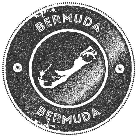Bermuda map vintage stamp. Retro style handmade label, badge or element for travel souvenirs. Dark grey rubber stamp with island map silhouette. Vector illustration.のイラスト素材