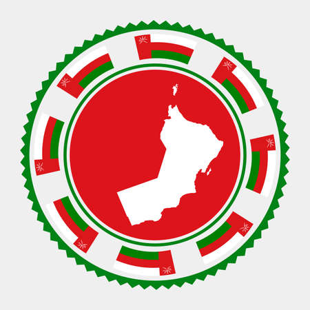 Oman flat stamp.  map and flag of Oman. Vector illustration.のイラスト素材