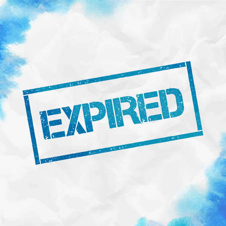 Expired rectangular stamp. Textured turquoise seal with text, watercolor style. Vector illustration.のイラスト素材
