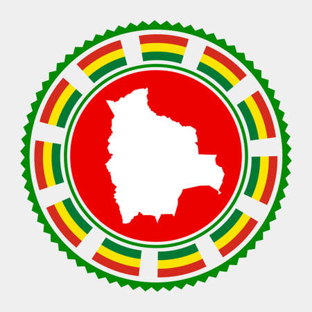Bolivia flat stamp.   map and flag of Bolivia. Vector illustration.のイラスト素材