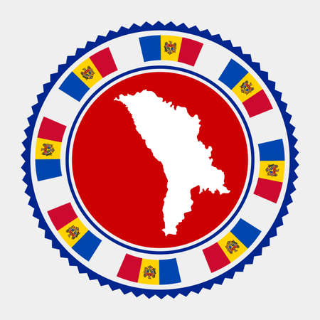 Moldova flat stamp.  map and flag of Moldova. Vector illustration.のイラスト素材