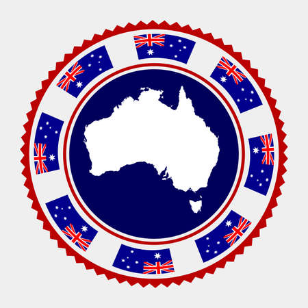 Australia flat stamp.  map and flag of Australia. Vector illustration.のイラスト素材