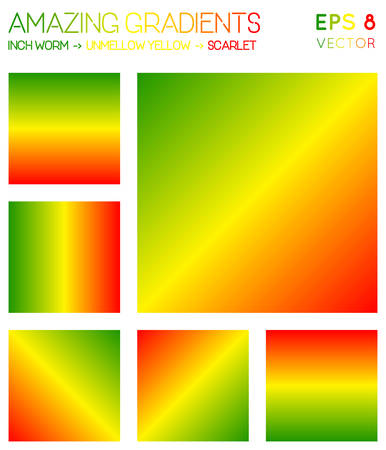 Colorful gradients in inch worm, laser lemon, scarlet color tones. Adorable gradient background, gorgeous vector illustration.のイラスト素材