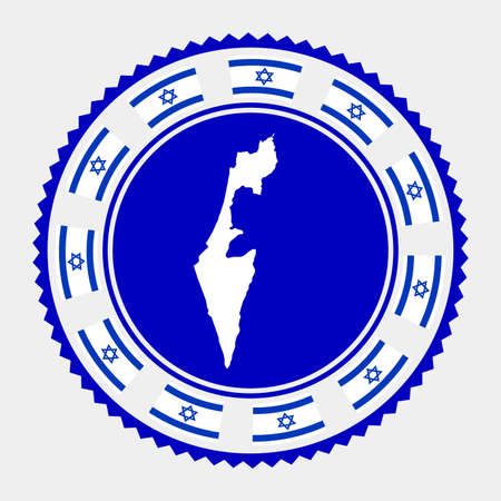 Israel flat stamp. map and flag of Israel. Vector illustration.のイラスト素材