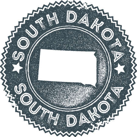 South Dakota map vintage stamp. Retro style handmade label, badge or element for travel souvenirs. Dark blue rubber stamp with us state map silhouette. Vector illustration.のイラスト素材
