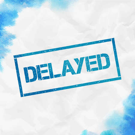 Delayed rectangular stamp. Textured turquoise seal with text, watercolor style. Vector illustration.のイラスト素材