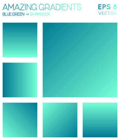 Colorful gradients in blue green, shamrock color tones. Adorable gradient background, actual vector illustration.のイラスト素材