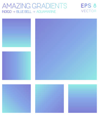Colorful gradients in indigo, blue bell, aquamarine color tones. Adorable gradient background, likable vector illustration.のイラスト素材