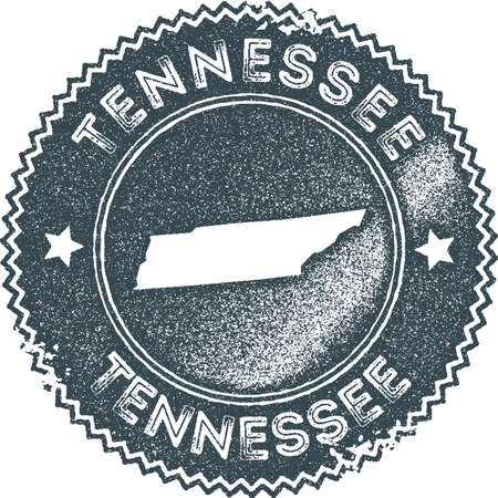 Tennessee map vintage stamp. Retro style handmade label, badge or element for travel souvenirs. Dark blue rubber stamp with us state map silhouette. Vector illustration.のイラスト素材