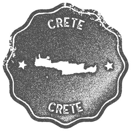 Crete map vintage stamp. Retro style handmade label, badge or element for travel souvenirs. Grey rubber stamp with island map silhouette. Vector illustration.のイラスト素材