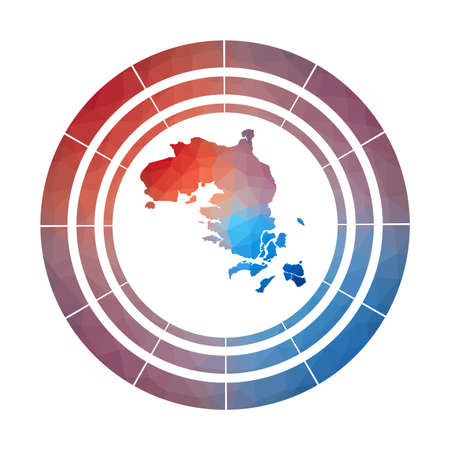 Bintan Island badge.   Multicolored Bintan Island rounded sign with map in geometric style for your infographics.のイラスト素材
