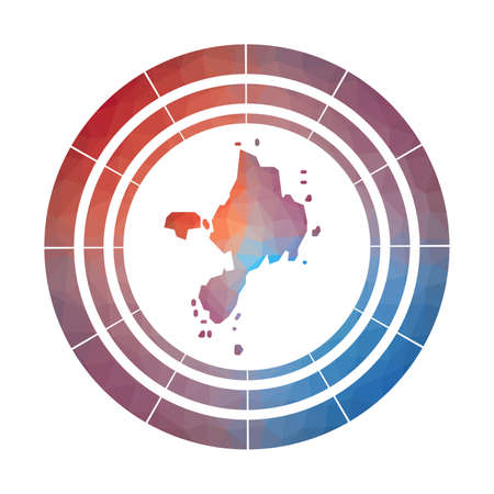 Sark badge.  Multicolored Sark rounded sign with map in geometric style for your infographics.のイラスト素材